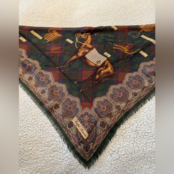 Ralph Lauren Collection Square Equestrian Cashmere Silk Scarf With Box - Picture 6 of 10
